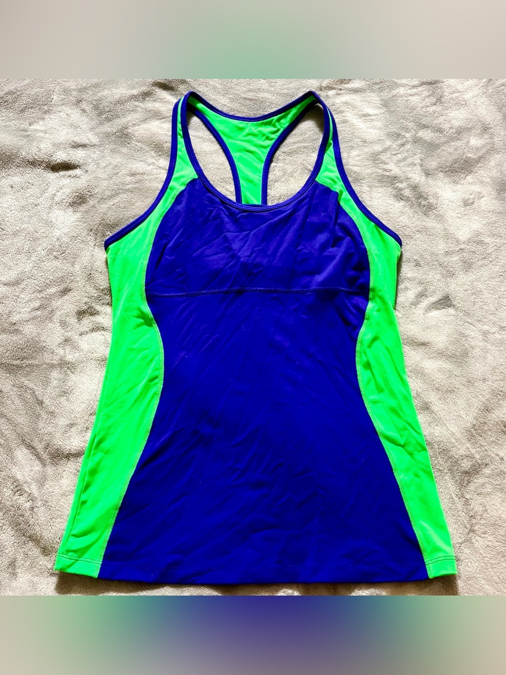 Victoria’s Secret Made Sexy Sport Racerback Tank W/Bra  Large Blue/Neon Green